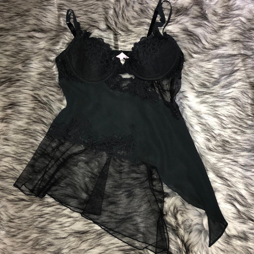 Victoria Secret Black Lace Babydoll Top